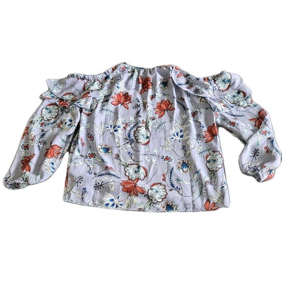 Parker ruffled detailing cold shoulder long sleeve floral blouse Size S - Picture 13 of 16
